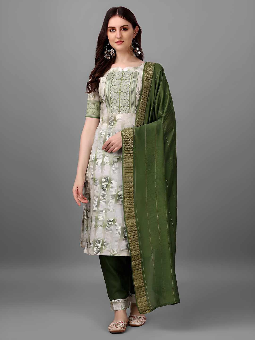 Straight Printed Round Neck Women Kurta Set